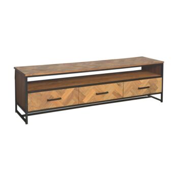 Livingfurn Accent tv-meubel met visgraat teakhout 180x45x50cm