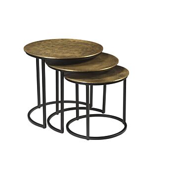 Livingfurn Cast Iron bijzettafel set rond 50cm goud