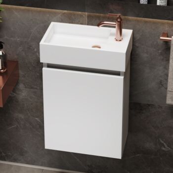 Fontana Alaska toiletmeubel 40cm mat wit met fontein solid surface rechts