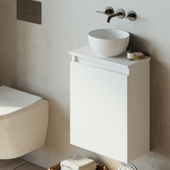 Fontana Bano toiletmeubel 40cm mat wit met waskom glans wit