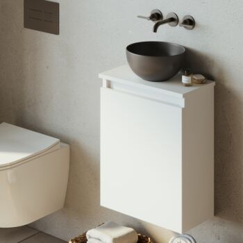 Fontana Bano toiletmeubel 40cm mat wit met waskom mat zwart