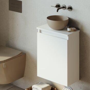 Fontana Bano toiletmeubel 40cm mat wit met waskom taupe