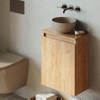 Fontana Bano toiletmeubel 40cm warm eiken met waskom taupe