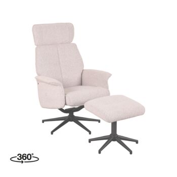 Label51 Verdal fauteuil boucle beige inclusief ottomane