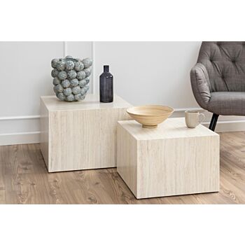 Noorlicht Demy salontafel beige marmer - set van 2