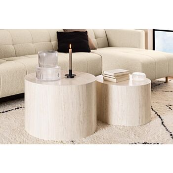 Noorlicht Demy salontafel rond beige marmer - set van 2