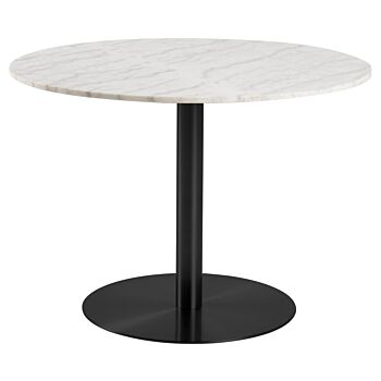 Noorlicht Dewi ronde eettafel wit marmer met zwarte poot 105x75cm