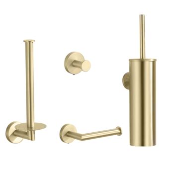 Saniclear Brass 4-delige toilet accessoire set geborsteld messing