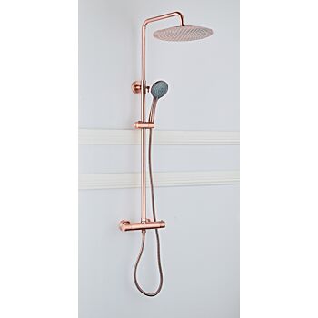 Saniclear Copper opbouw regendouche met hoofddouche 30cm en 3 standen handdouche koper geborsteld