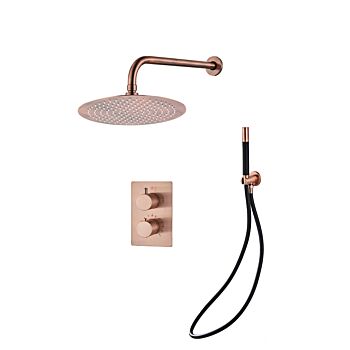 Saniclear Copper Pro inbouw regendouche met hoofddouche 30cm en wandarm koper geborsteld