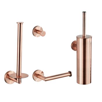 Saniclear Copper 4-delige toilet accessoire set geborsteld koper