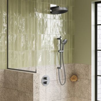 Saniclear Evolution regendouche rond met handdouche en glijstang RVS