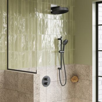 Saniclear Evolution regendouche rond met handdouche en glijstang gunmetal - verouderd ijzer