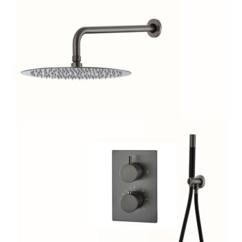 Saniclear Iron inbouw regendouche met hoofddouche 30cm en wandarm gunmetal - verouderd ijzer