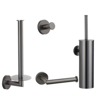 Saniclear Iron 4-delige toilet accessoire set verouderd ijzer - gunmetal