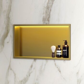 Saniclear Lucio inbouwnis 30x60cm goud mat met LED verlichting