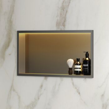 Saniclear Lucio inbouwnis 30x60cm gunmetal - verouderd ijzer met LED verlichting