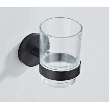 Saniclear Nero houder met glas mat zwart