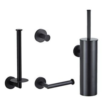 Saniclear Nero 4-delige toilet accessoire set zwart mat