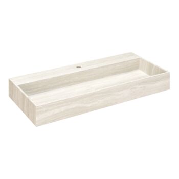 Saniclear White Travertin marmer wastafel met kraangat 100x46cm