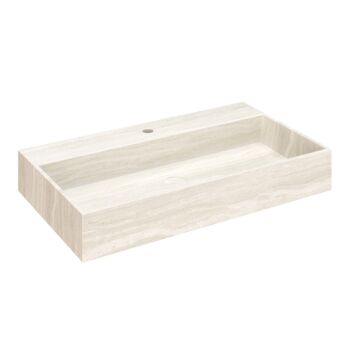 Saniclear White Travertin marmer wastafel met kraangat 80x46cm