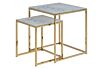 Product afbeelding van: Noorlicht Ally salontafel wit marmer met gouden poten - set van 2