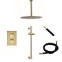 Product afbeelding van: Saniclear Brass Pro complete inbouw regendouche met hoofddouche 30cm, plafondarm en glijstang messing geborsteld