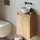 Product afbeelding van: Fontana Bano toiletmeubel 40cm warm eiken met waskom glans wit