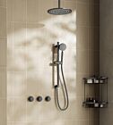 Product afbeelding van: Saniclear Plus inbouw regendouche met hoofddouche 20cm, plafondarm en glijstang gunmetal - verouderd ijzer